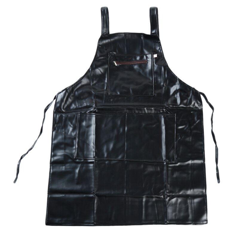 Waterproof Oil-proof Unisex Adjustable Leather Hanging Neck Hotel Restaurant Cafe Barber Shop Bakery Bar Waiter Work: black