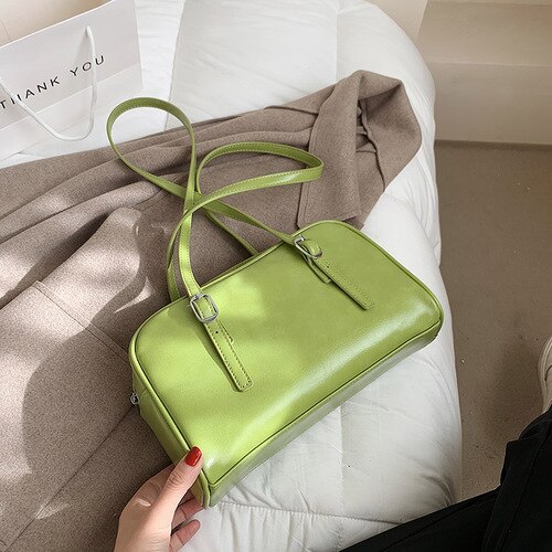 Jahrgang damen-schultertasche aus pu-leder, grün, geräumig, Ideal für Höhle alltag: Grün