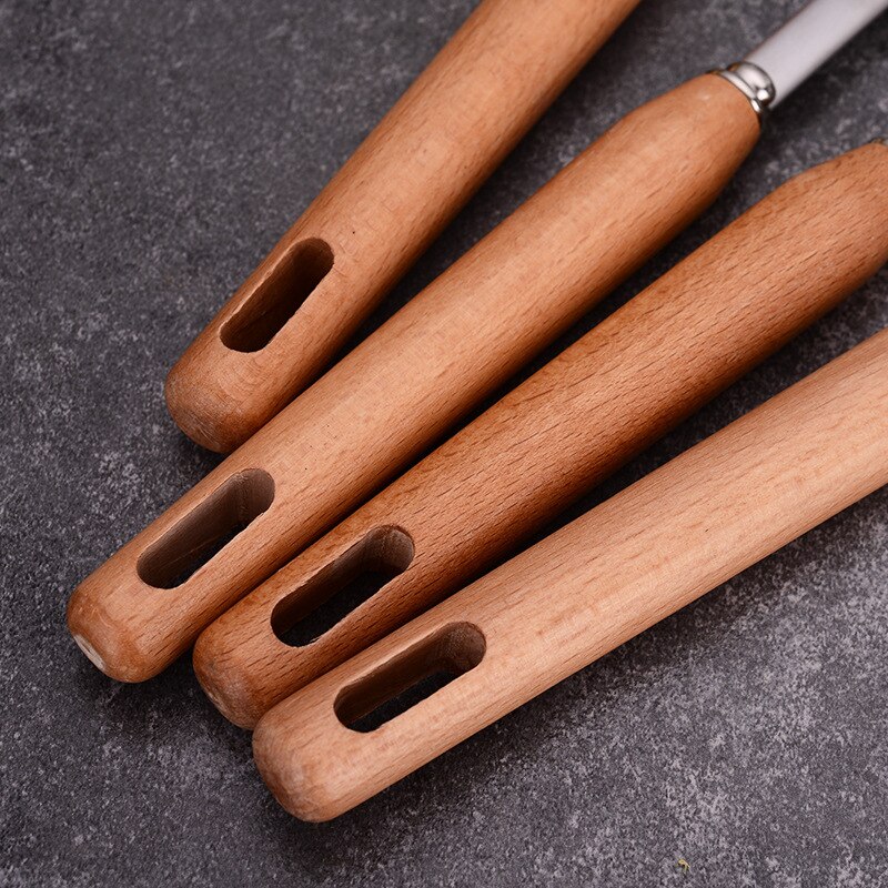 Utensilios de cocina de madera resistentes al calor, utensilios de cocina, cuchara de acero inoxidable para sopa, utensilios de cocina, espátula, cuchara, colador, herramienta de cocina