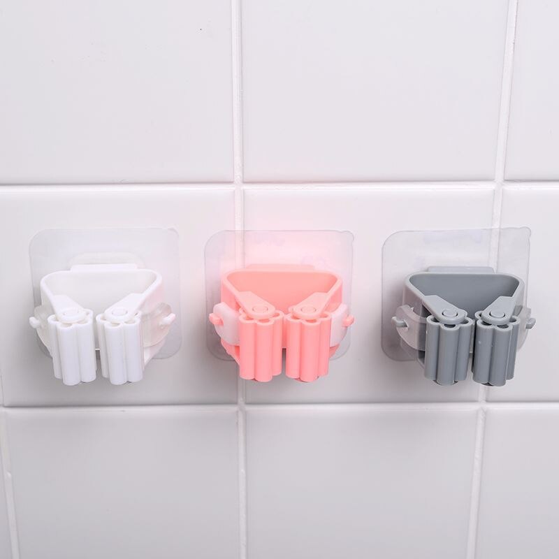 Soporte para almacenamiento organizador de fregona montado en la pared, estante con Clip, gancho para escoba, mopa sin costuras, gancho para escobas, herramientas de cocina, 1 unidad