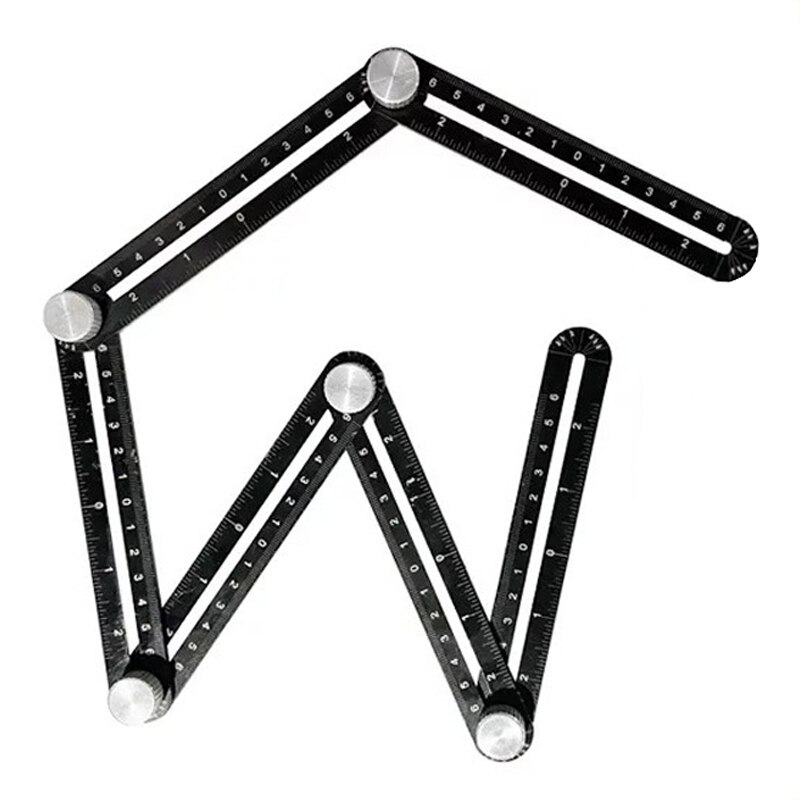 Aluminium Alloy Angle Ruler Finder Measuring Ruler 6-fold Perforated Mold Template Tool Izer Locator Drill Guide Tile Hole: 6-Fold Version 1