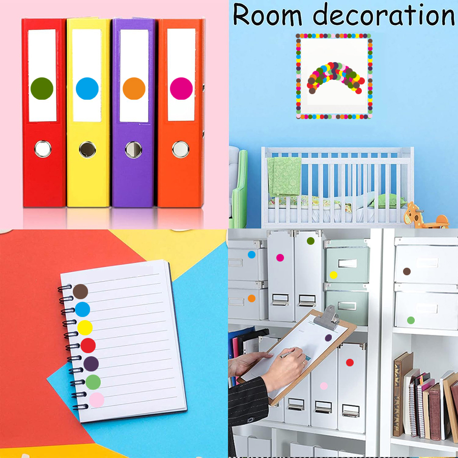 700 kpl 3/4 " värillisiä pistetarroja, , 10 väriä, pyöreät tarrat inventaarioon, toimistomerkintään, tee-se-itse-säilytykseen