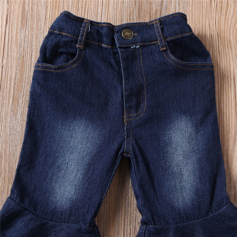 Pantalones vaqueros de mezclilla para niños pequeños pantalones acampanados de pierna ancha bota vaquera pantalones cortados para ropa de bebé niña