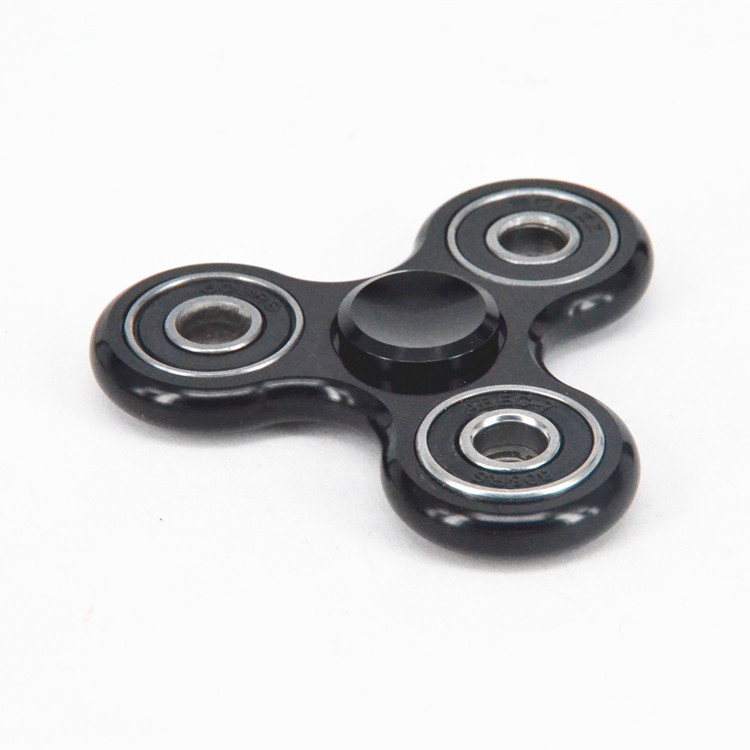 Aluminium Alloy Hand Spinner Solid Color Metal Fidget Spinner Hand Tri Spiner Ring Hobbies for Adults: Black