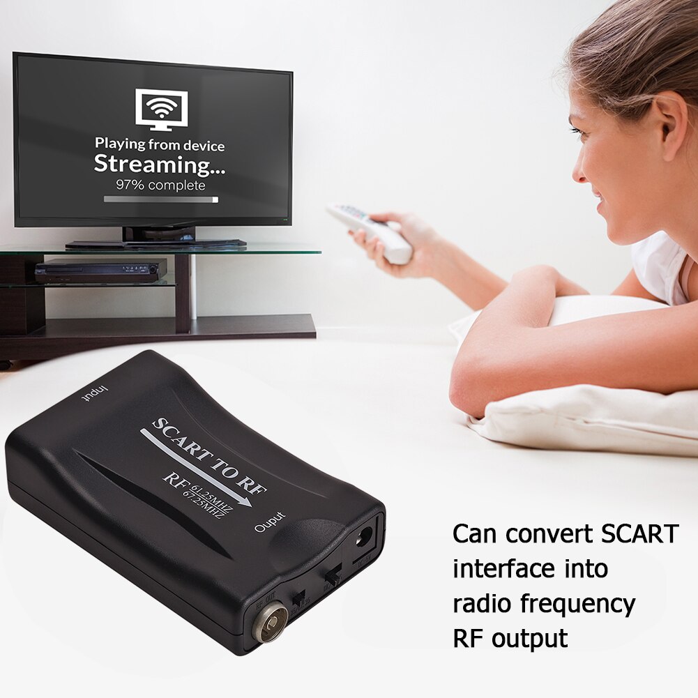 SCART to RF Audio Video AV Adapter SCART Female to RF Female Converter 61.25MHz 67.25MHz for TV