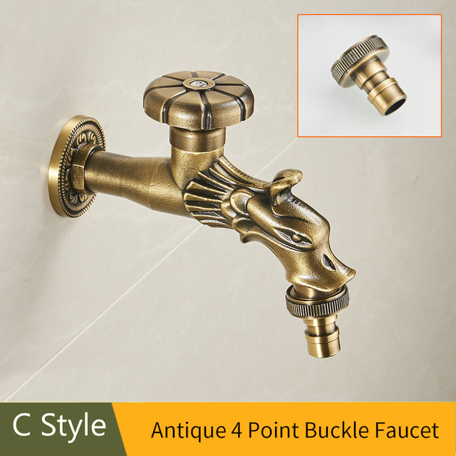 Bidcock Wasserhahn Antike Bronze- Schlecht Mopp Wasserhahn Drache Geschnitzt klopfen Waschmaschine Wasserhahn Außen Wasserhahn Für Garten 1703: Antiquität C