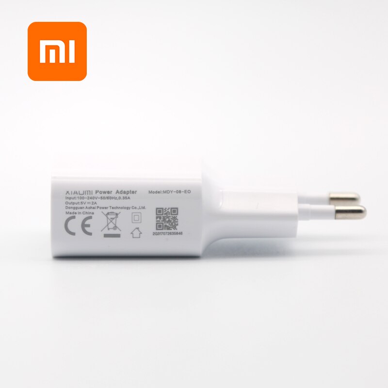 Carregador usb original xiaomi 5v2a, cabo adaptador de carregamento rápido para redmi 4 4a 4x 5 3s note 3 4 4x 5 6xiao mi 4 note7pro: White EU Charger