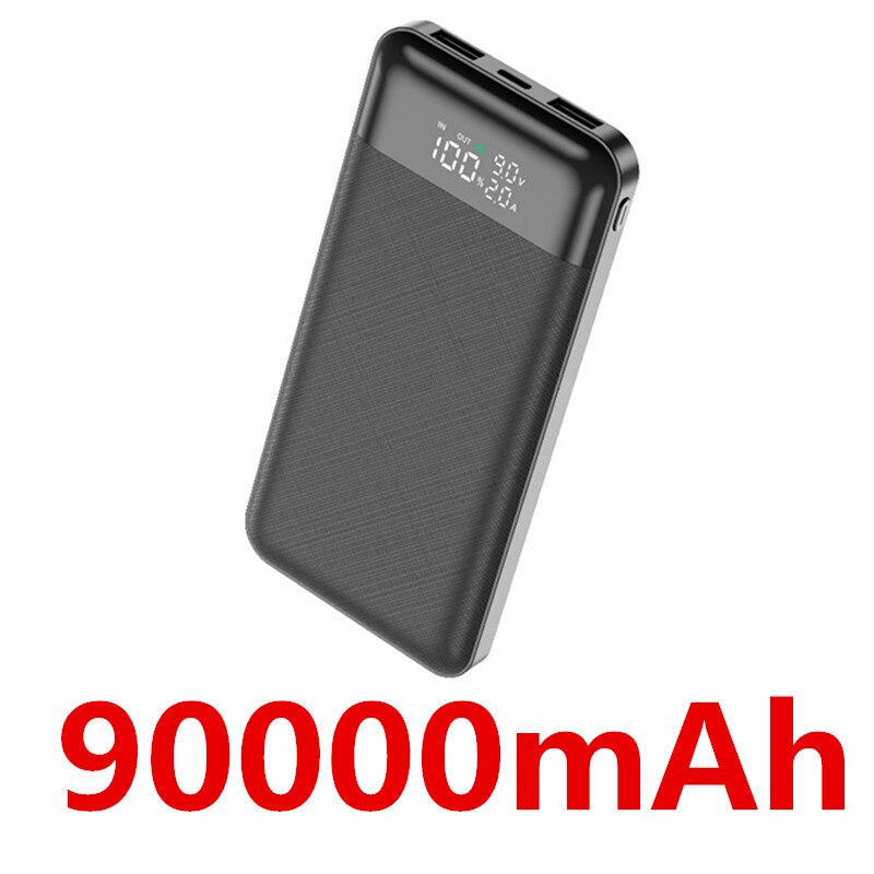 Power bank 90000mAh portable charger for Samsung Xiaomi mi mobile external battery power bank 90000 mAh mobile phone: Black-90000mAh