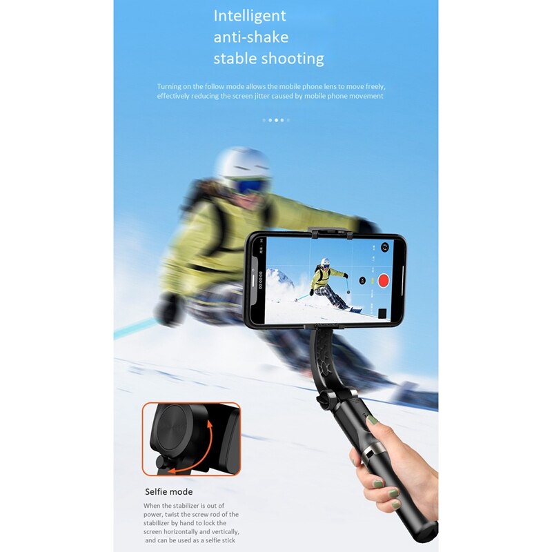 GS30 Single-Axis Smart Stabilizer, Phone Anti-Shake Stabilizer, Handheld Tripod Selfie Stick, for 65-96mm Mobile Phones