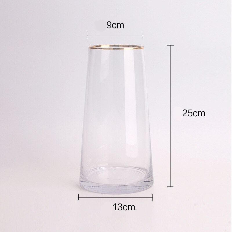Luxe handgetekende gouden vazen voor kantoor, thuis, woonkamer, tafeldecoratie, vaas, eenvoud, transparante glazen vaas: 2
