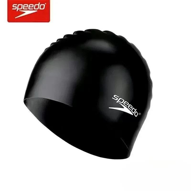 Speedo-badekappe, wasserdicht, für damen und herren, auch für langes haar, vergrößerte wasserdichte silikon-badekappe: Burgund