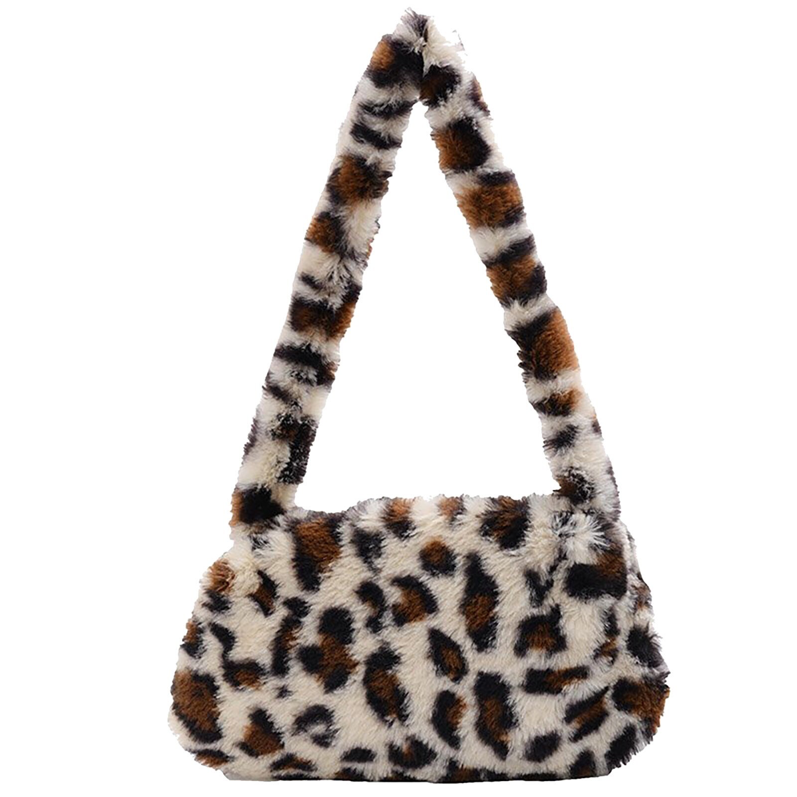 Furry Schoudertas Dames Mode Luipaard Draagbare Onderarm Zak Wilde Messenger Tas Clutch Handtas Handtas Vrouwelijke Messenger Bag # BL2: F