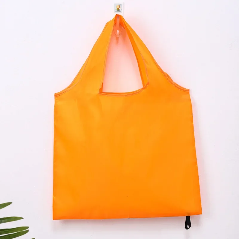 Foldable Shopping Bag Reusable Travel Grocery Bag Eco-Friendly One Shoulder Handbag for Travel Solid Color Supermarket Tote Bags