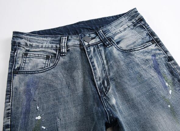 L mænd biker jeans nødlidende slanke denimbukser plisserede motorcykel joggers herre cargo jeanbukser