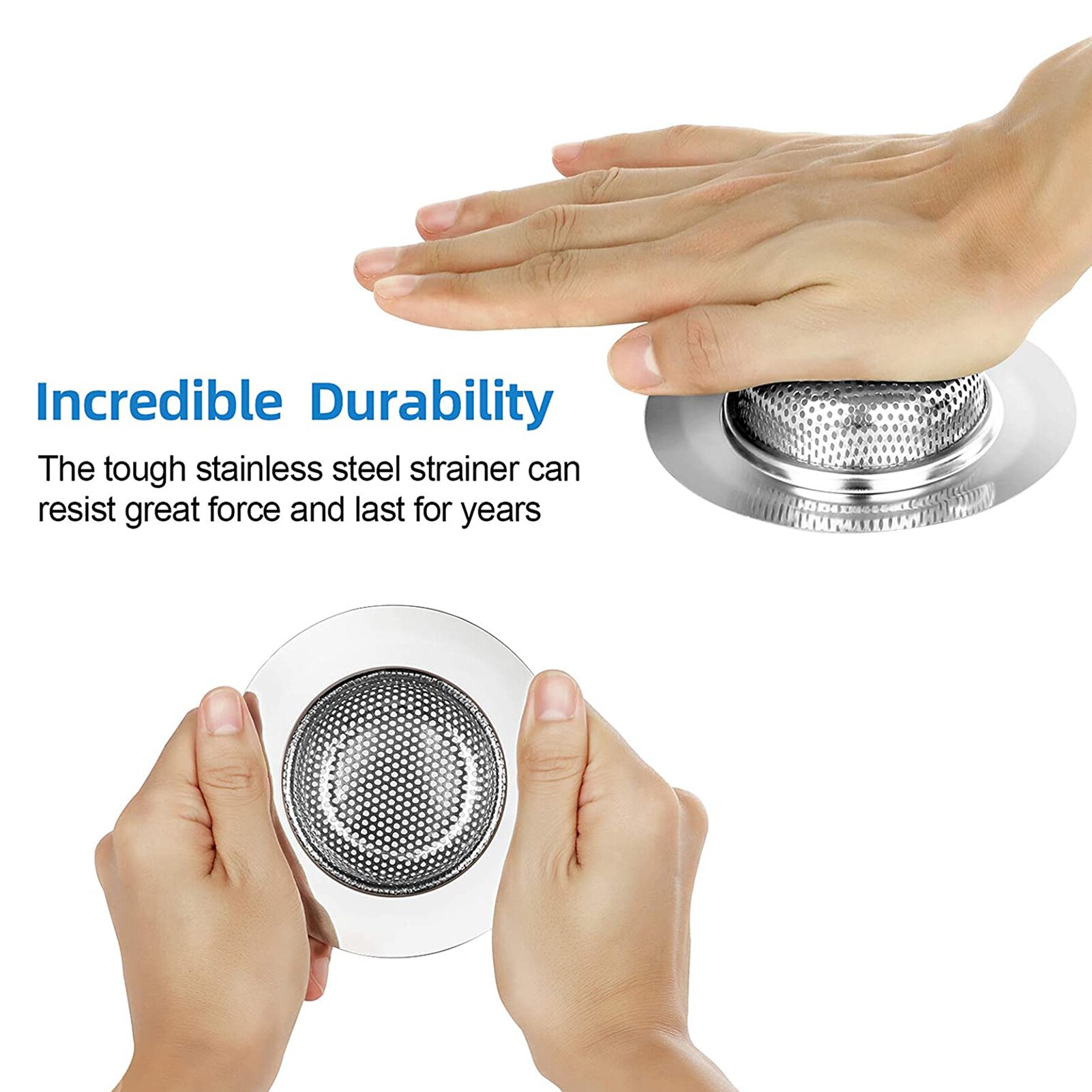 2Pcs Stainless Steel Kitchen Sink Strainer with Lid Anti-clogging Block Food Particles