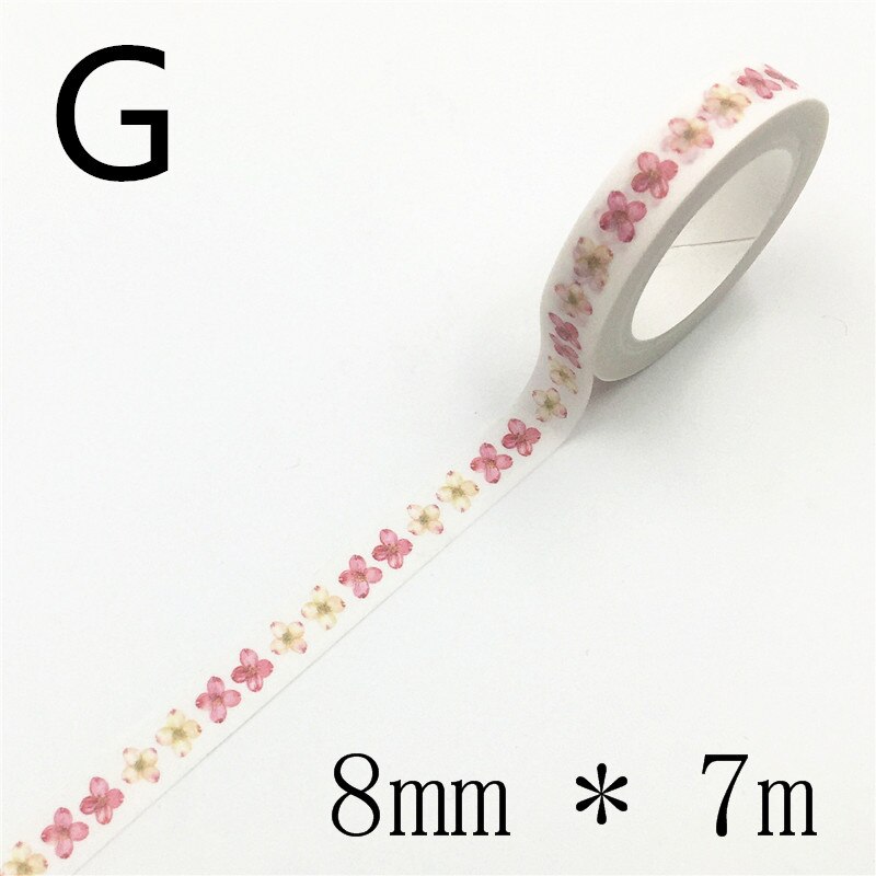 Autocollant amour et feuilles pour scrapbooking, étiquette scrapbooking, ruban de masquage décoratif, matériel en papier, Album Photo Escolar, Washi, Diy bricolage, 7m * 8mm: G