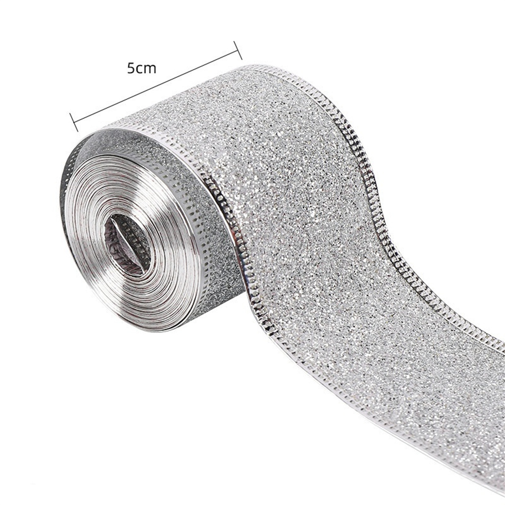 Cinta navideña brillante con purpurina, 6,3 cm de ancho, 2m de longitud, cinta artesanal, cinta decorativa llamativa para proyectos de bricolaje: Zinc envejecido