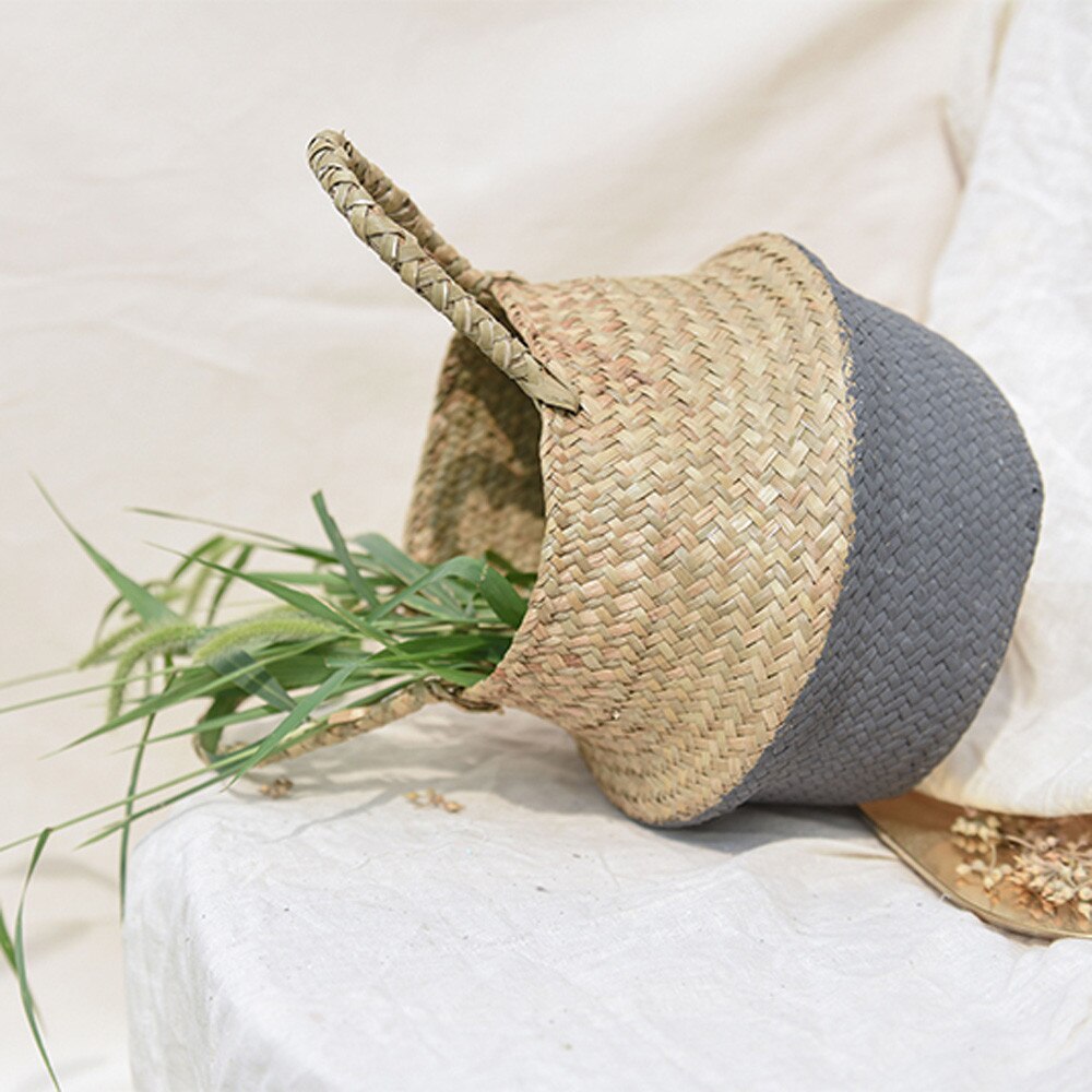 Jonc de mer panier en osier panier en osier Pot de fleur panier pliant paniers sales jardin Pot de fleur paniers de plantes # g30: A