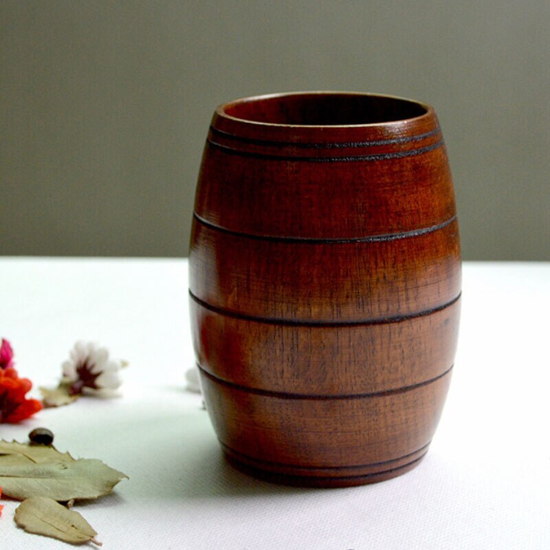 1PCS Novelty Beer Cup Wooden Beer Mugs Eco-friendly Tableware Bucket Dining Cups Bar Drinkware Handmade Flatware