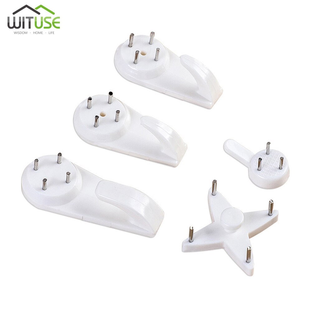 20pcs White Plastic Invisible Wall Mount Photo Picture Frame Nail Hook Hanger Hard Picture Frame Wall Hooks Seamless Nail Hanger