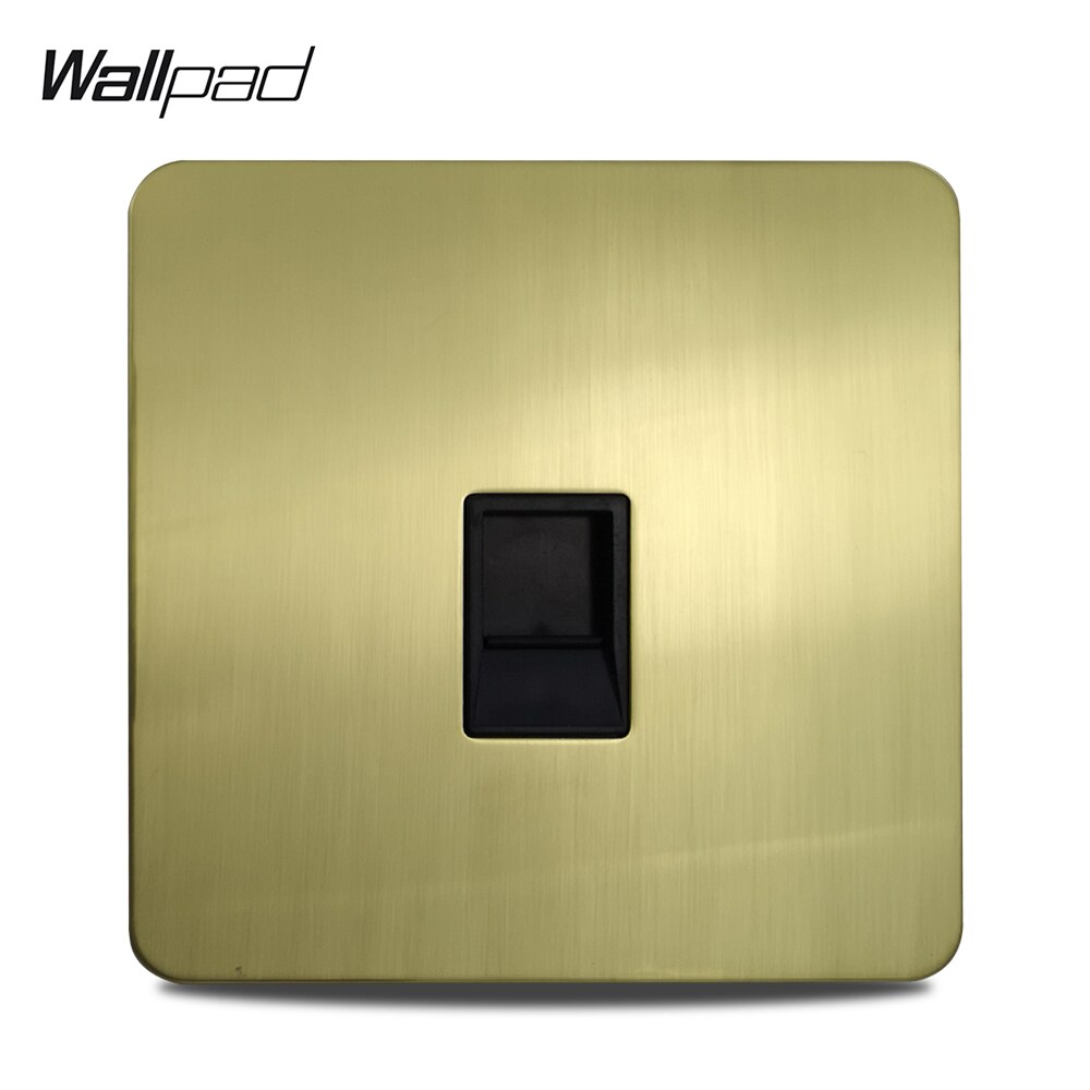 Wallpad Satin Gold H6 Single PC Internet Computer Port RJ45 Outlet Data Socket Brushed Brass Stainless Steel Panel