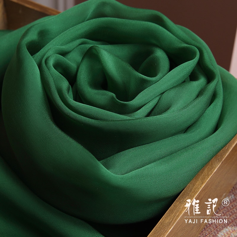 Siden halsduk kvinnor naturligt silke chiffong halsduk mörkgrön foulard femme dam siden sjalar omslag för damer solid