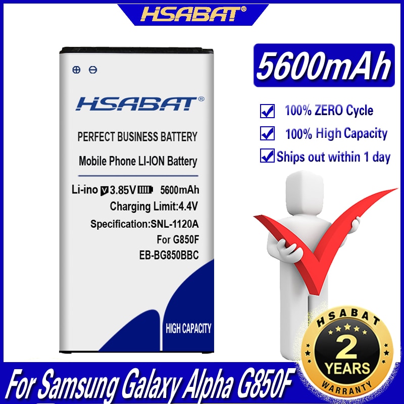 HSABAT EB-BG850BBC 5600mAh batterie pour Samsung Galaxy Alpha G850F G8508S G8509V G850 G8508 G850T G850V G850M G850A G850W/S/K/L