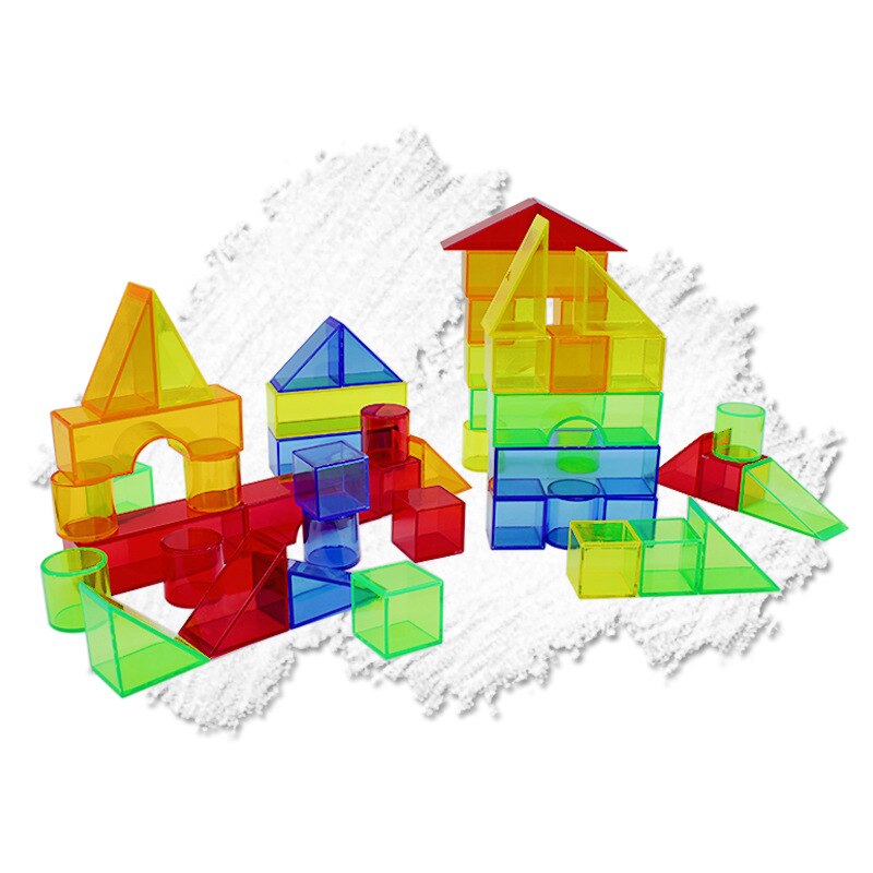 50pcs Color Plastic Transparent 3D Geometric Solids Teaching Visual Aids for Children Aged 3-6 Years Early Educational
