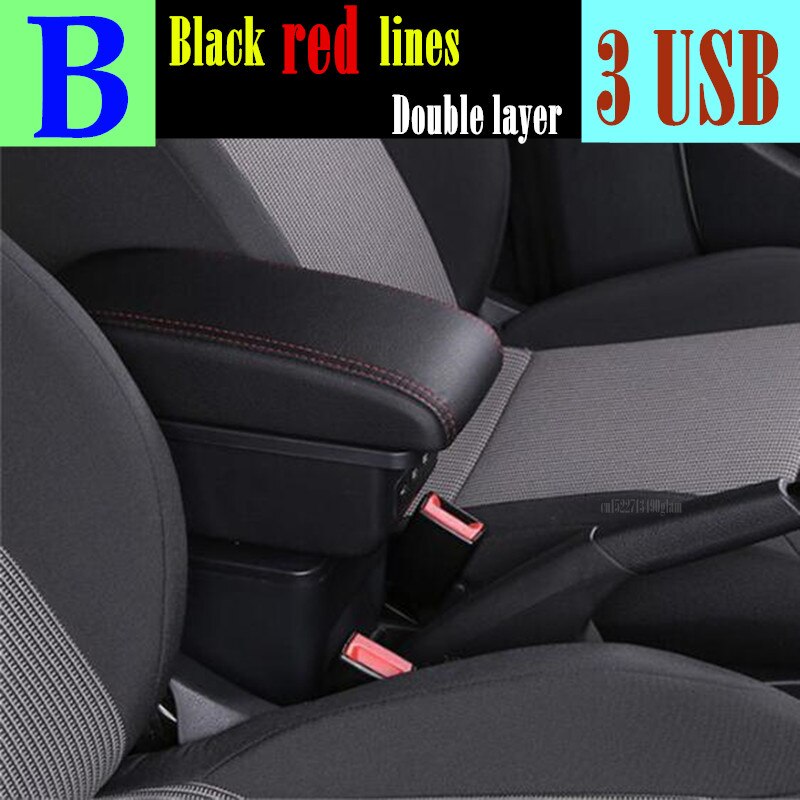 Para MINI Cooper R50 R52 R53 R56 R57 R58 F55 F56 F57 compatriota R60 F60 reposabrazos caja de accesorios de coche de estilo: B black red line