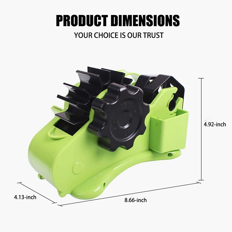 Packaging Tape Dispenser With Compartment Slot And 1Inch &amp; 3Inch Dual-Roll Cores,Semi-Automatic Desk Dispenser