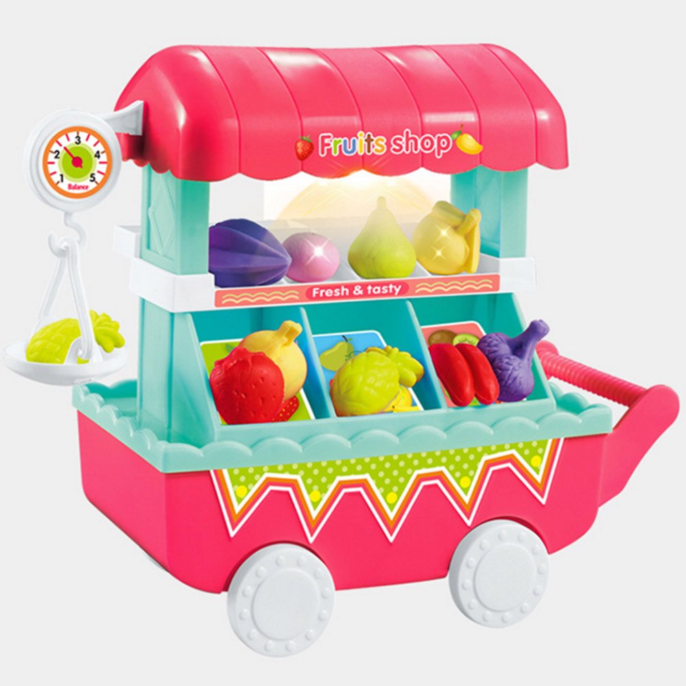 Grappige Winkelwagentje Speelgoed Simulatie Mini Voedsel Groente Fruit Winkel Trolley Kar Met Led Licht Muziek Pretend Play Boodschappen Speelgoed: Fruit shop