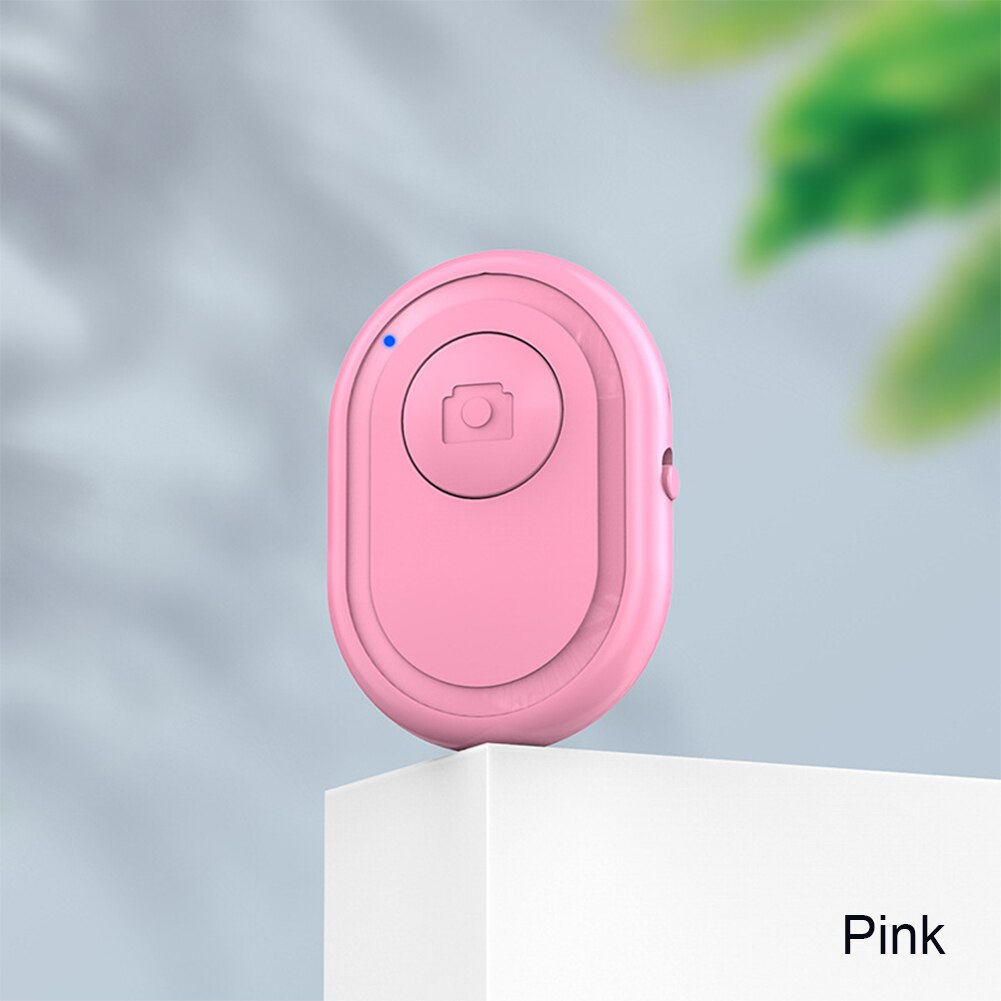Rechargeable Wireless Bluetooth-Compatible Self-Timer Selfie Stick Shutter Release Wireless Remote Control for iPhone Android: Pink