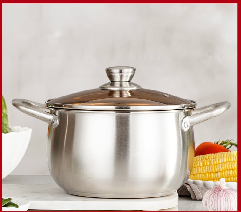 Curved Stainless Steel Modern Compound Soup Pot Soup Double Handle Cooking Pot Finest Gifs for Parents Kitchen Pot Hotpot