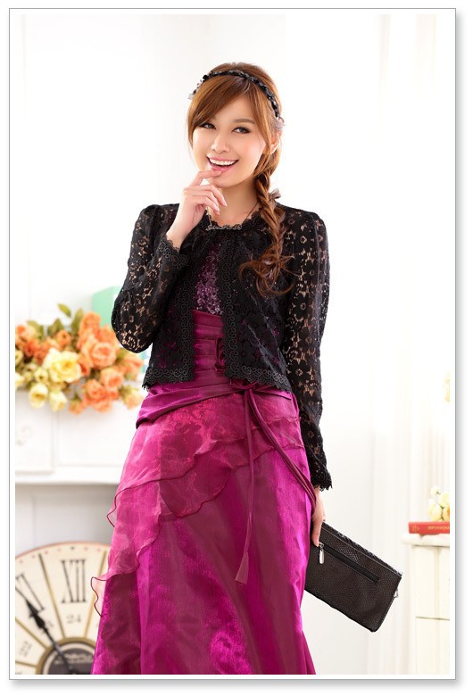 Veste de mariée en dentelle pour femmes, élégantes, manches longues, enveloppes de mariage, boléro
