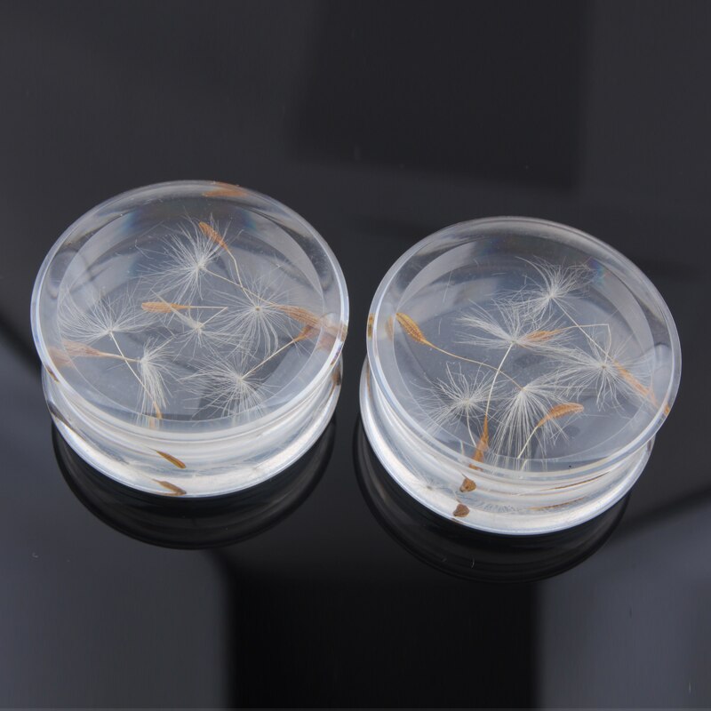 1Pair Acrylic Dandelion Ear Plugs Tunnels Earring Gauges Hollow Double Flare Ear Tunnels Expanders Plugs Piercing Body Jewelry