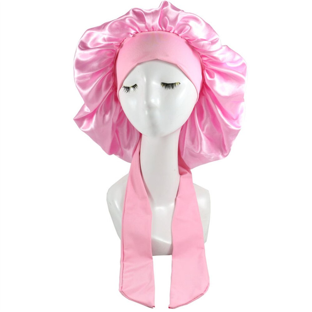 Bonnet de douche de luxe pour femmes, étanche, réutilisable, bonnet de bain, pour cheveux longs, grand Turban: pink