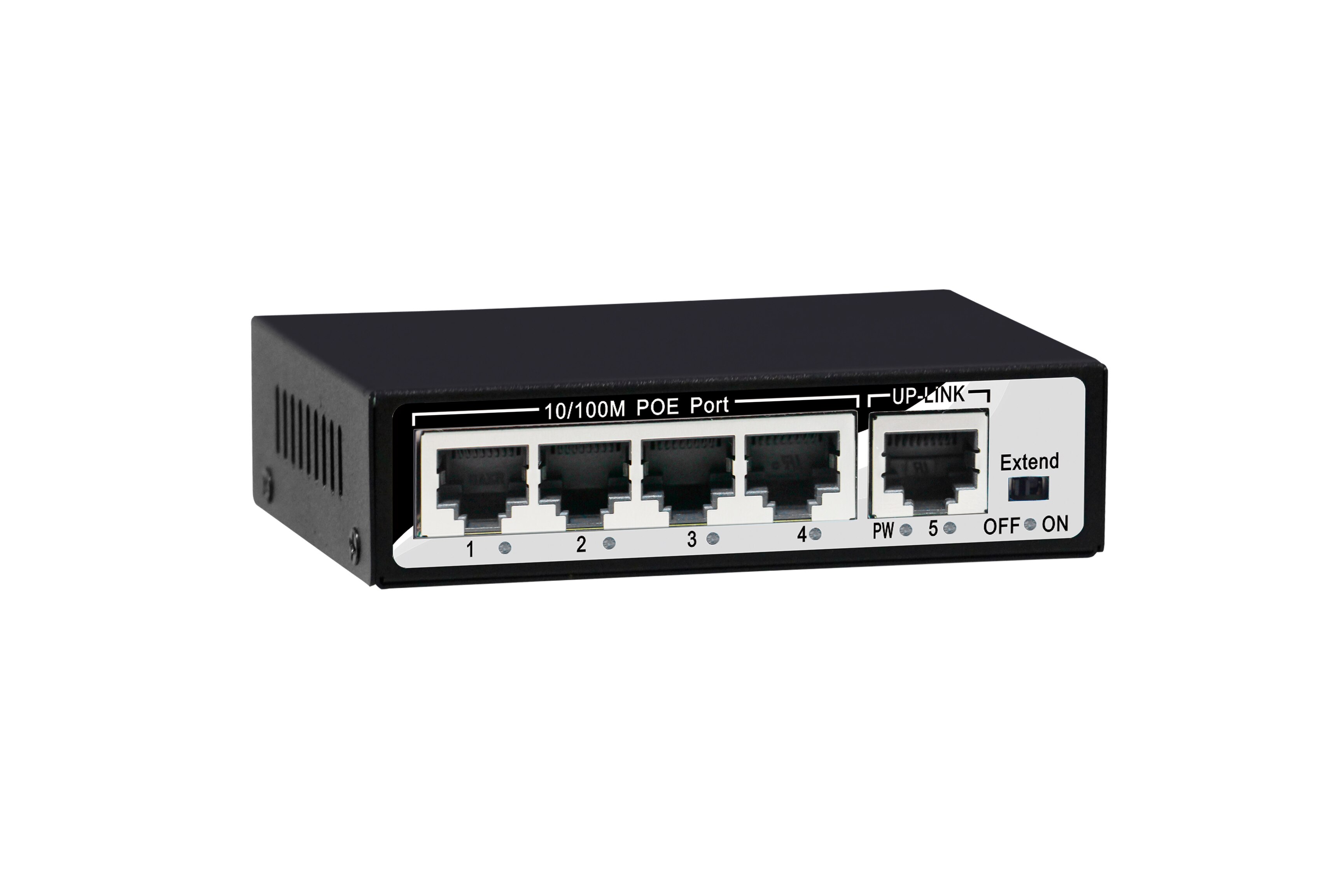 Commutateur 5 ports 10/100M, dont 1-4 ports supportent POE, norme internationale IEEE 802.3af, puissance totale externe 48W