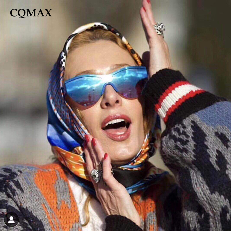 CQMAX Mode Oversized Een Stuk Zonnebril Vrouwen Mannen Luxe Vintage Pilot Zonnebril Metalen Frame UV400