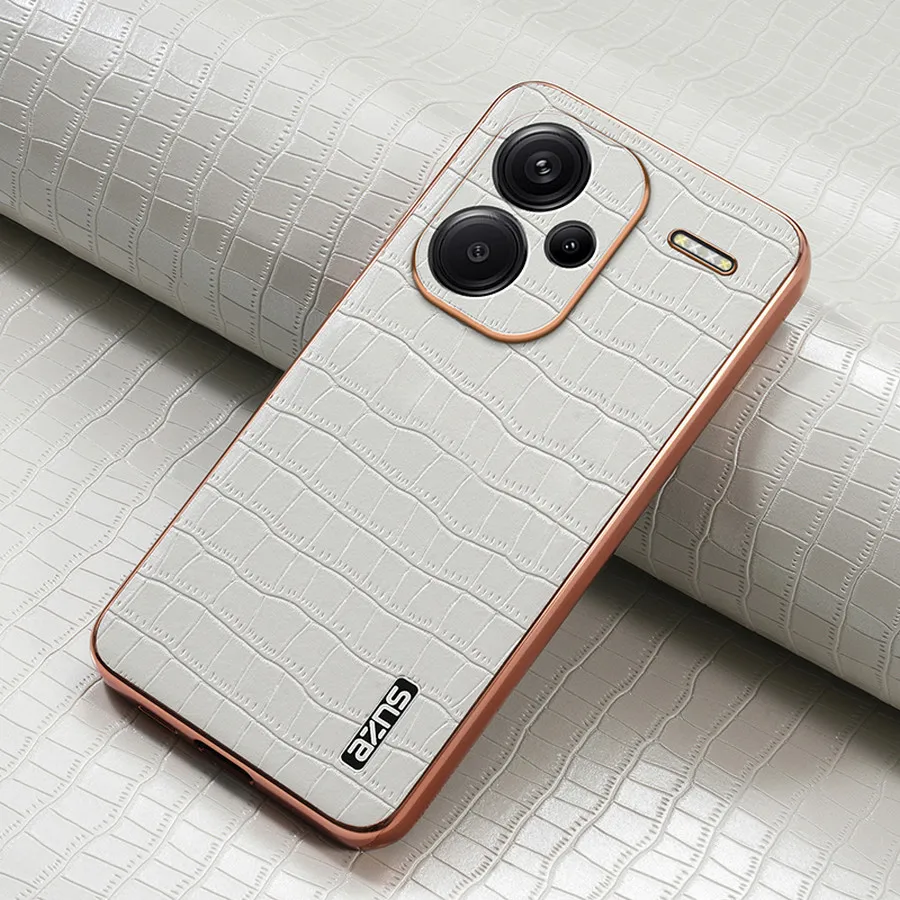 Luxury Case For Xiaomi Redmi Note 13 Pro 5G 4G Armor Leather Back Panel Cover For Redmi Note 13 Pro Plus 12 Turbo Funda Etui: ABS / WHITE