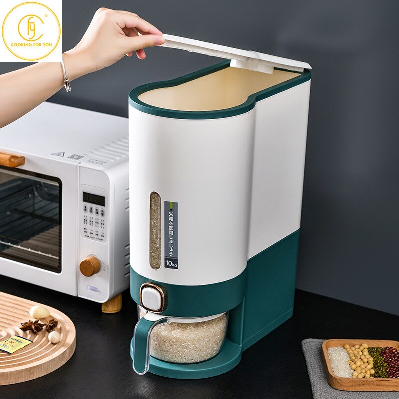 5/10KG Large Capacity Home Plastic Rice Bucket Plastic Multifunctional Refrigerator Storage Tank for Multigrain Grain and Cereal