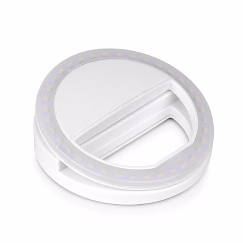 Makeup Mirror Mobile Phone Light Clip Selfie LED Auto Flash For Cell Phone Smartphone Round Portable Selfie Flashlight: White
