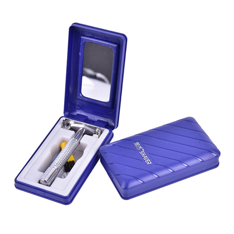 Men's Traditional Double Edge Chrome Wet Shaving Safety Razor Manual Razor+ 1 Blade +1 Travel Case Beard Hair Care