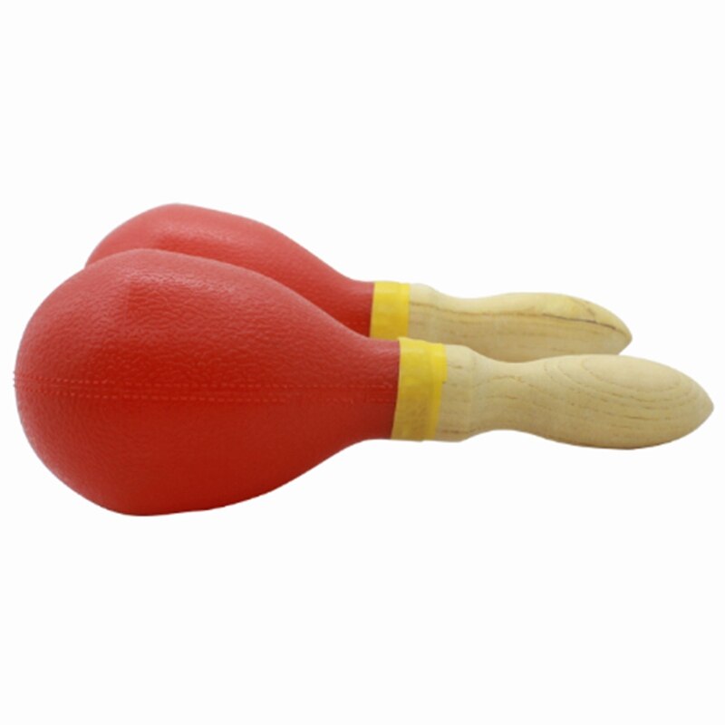 1 Pair Portable Plastic Maracas Wood Handle Egg Shakers Sand Hammer Rattles Percussion Musical Accessory