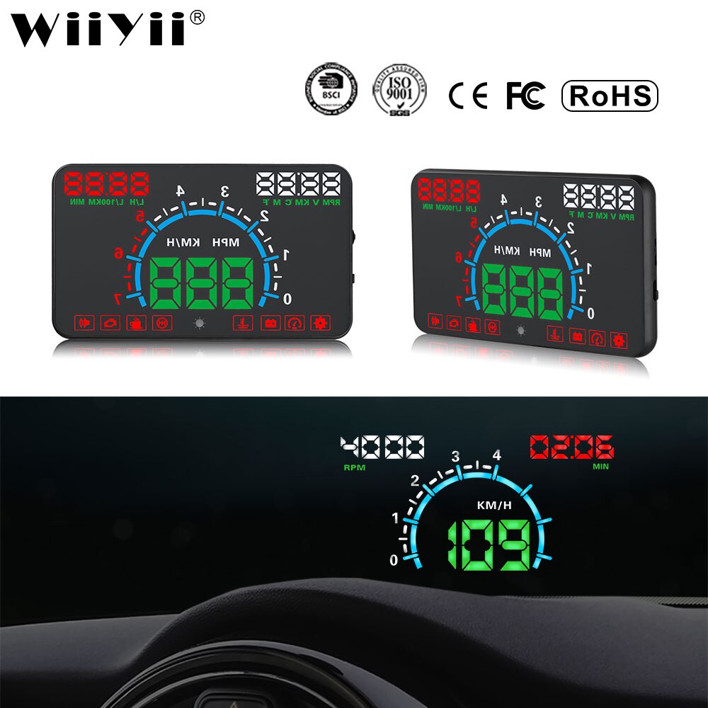 WiiYii HUD E350 car Head Up display Auto speed alarm OBD2 Windscreen Projector car electronics Data Diagnostic Tool