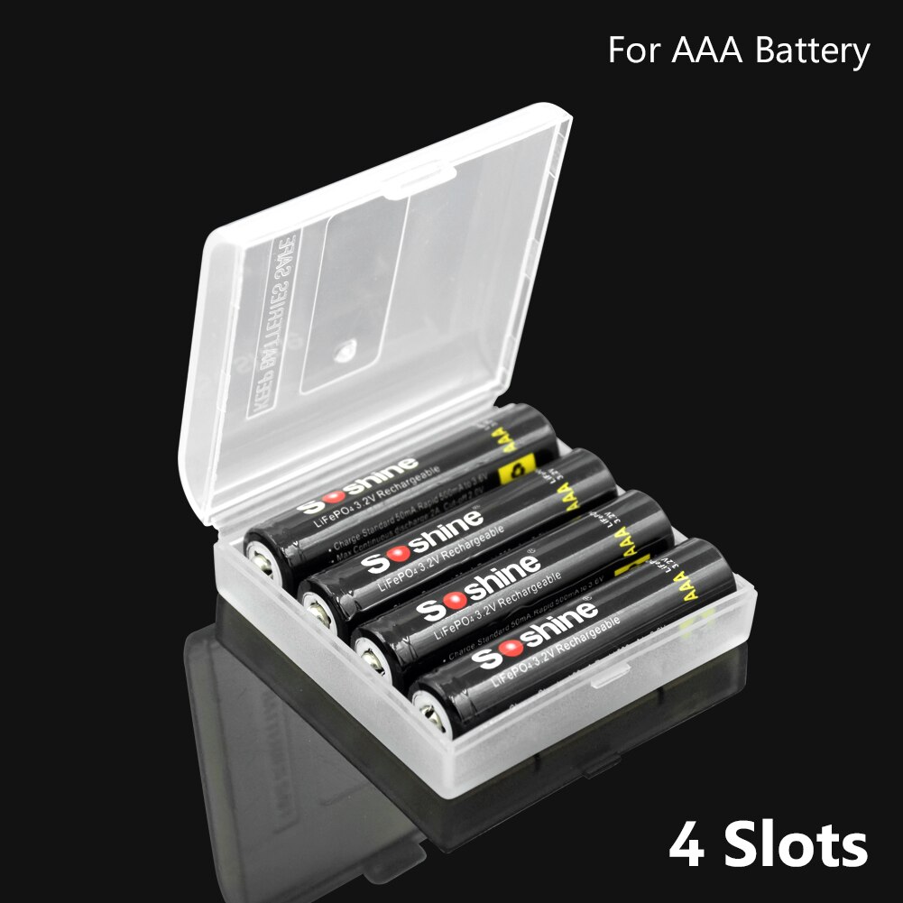 Aufbewahrungsbox für aaa/aaa-batterien, hartplastik, halbtransparent, mit clips für 2/4/8x aaa/aaa-batterien, wiederaufladbar: 4x aaa