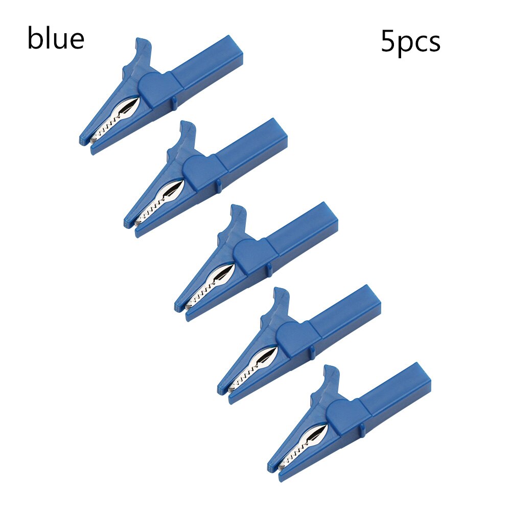 5Pc Plastic Auto Auto Banaanstekker Multimeter Alligator Clip Krokodil Klem Kleurrijke Kabel Probes Batterij Test 55Mm: Blauw