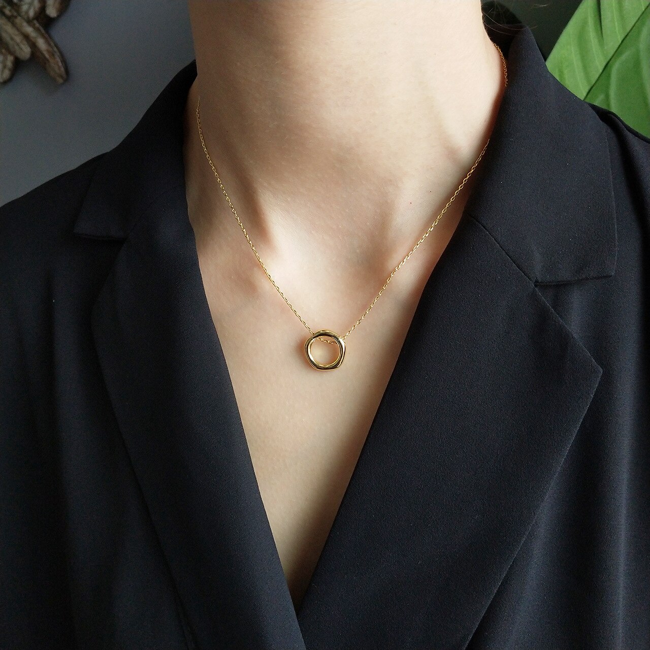 Simple Geometric Clavicle Chain Necklace Irregular Circle Gold Necklace For Women Party S-N533