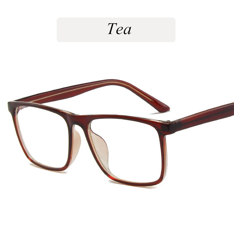 Classic Square optical Eyeglasses Frame woman reading Eyewear Glasses Frame Men Prescription Glasses: Tea