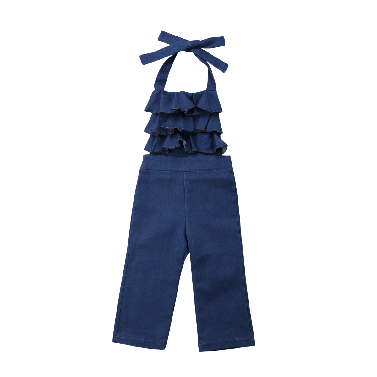 ¡Oferta! monos de mezclilla con volantes para niños y niñas, pantalones de babero, mono, mono, ropa de talla 2-6T