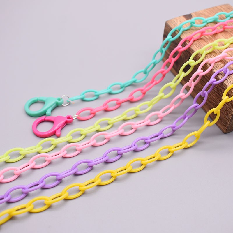 10/50 Uds. De cadena de eslabones acrílicos coloridos de 50cm de longitud, cadenas con cierre de langosta para cadena de ojos, accesorios de joyería, cadena de eslabones de plástico